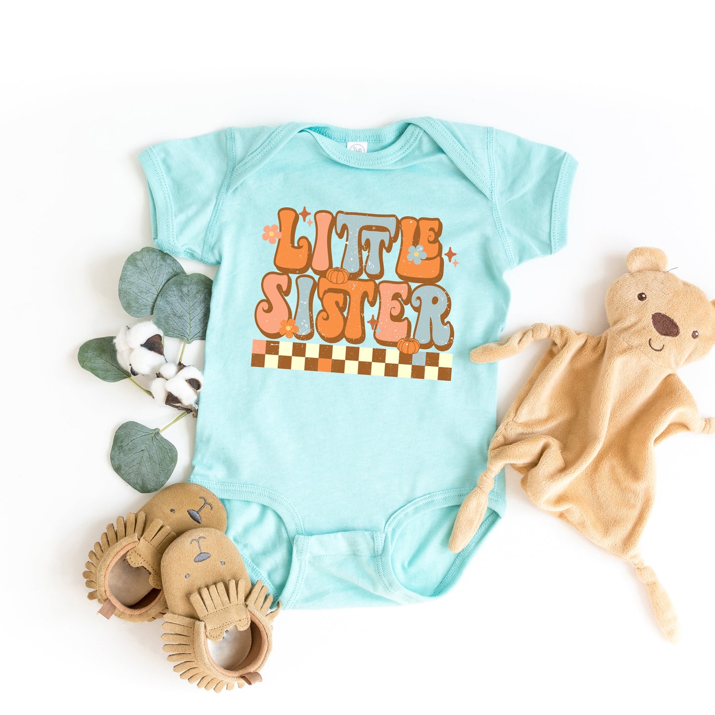 Little Sister Checkered | Baby Graphic Short Sleeve Bodysuit