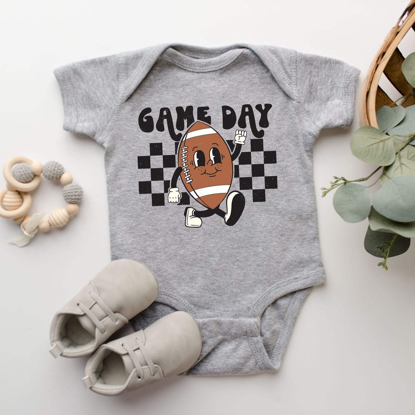 Football Game Day Checkered | Baby Graphic Short Sleeve Bodysuit