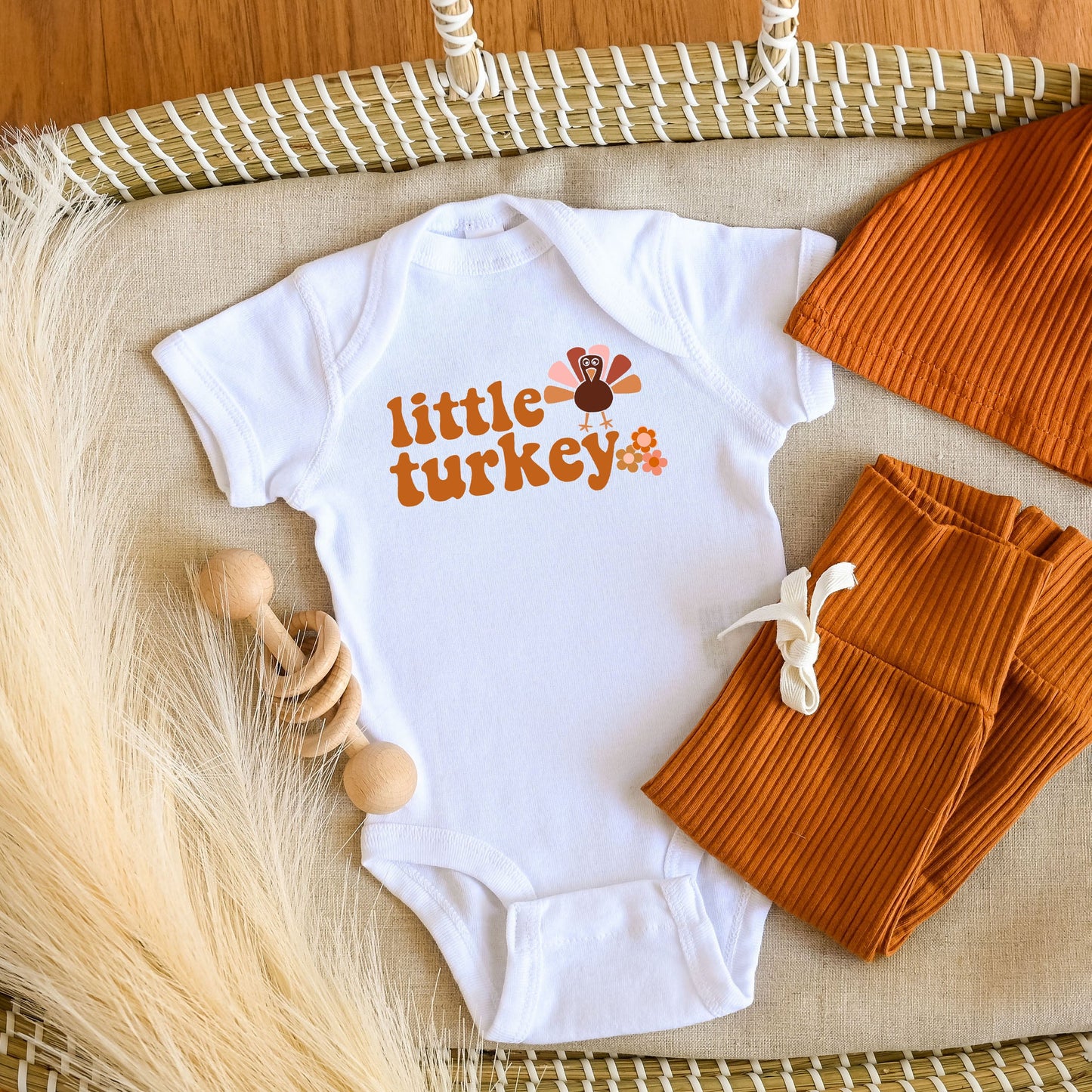 Little Turkey Flowers | Baby Graphic Short Sleeve Bodysuit
