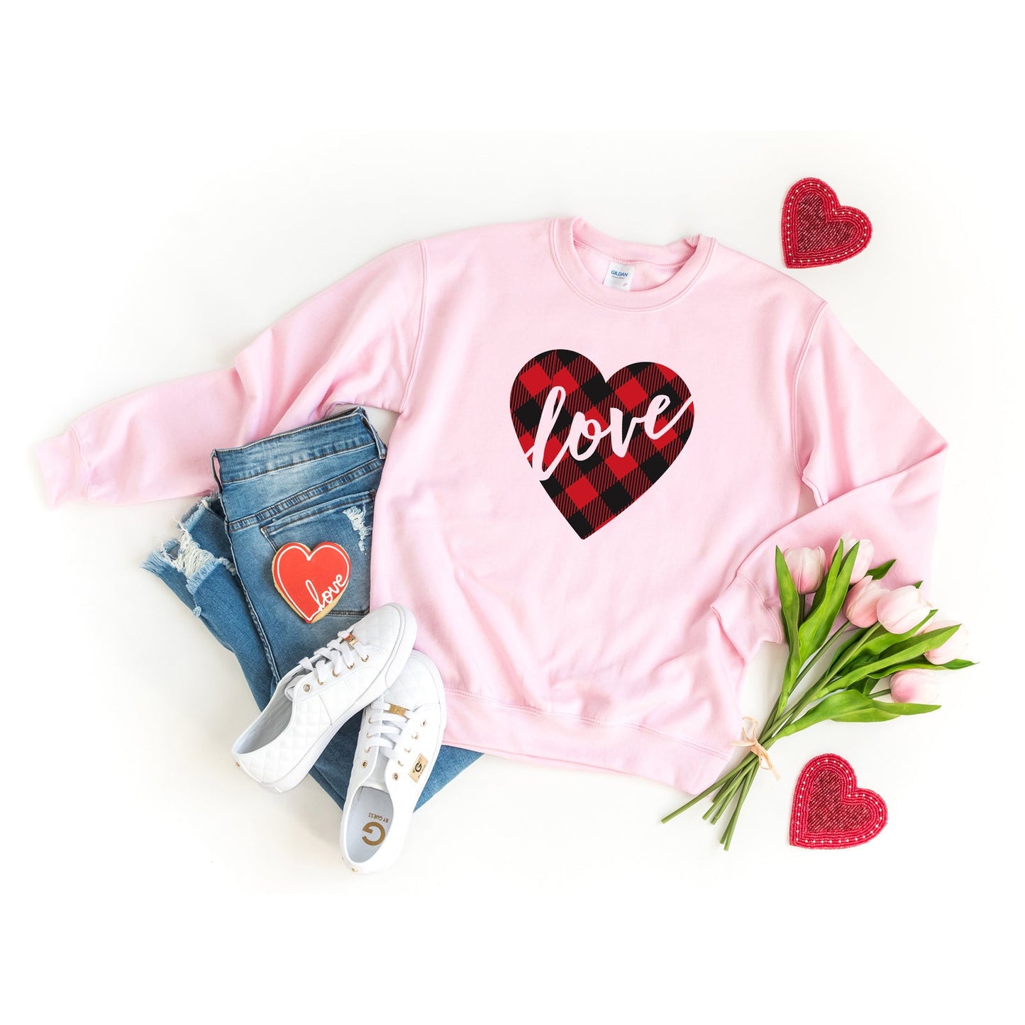 Buffalo Plaid Love Hearts | Sweatshirt