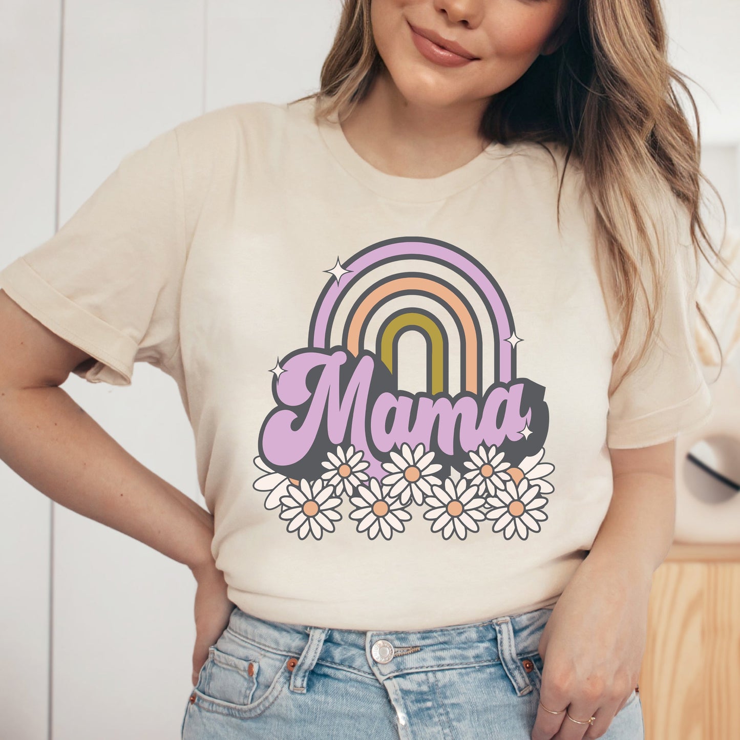 Mama Rainbow Flowers | Short Sleeve Graphic Tee