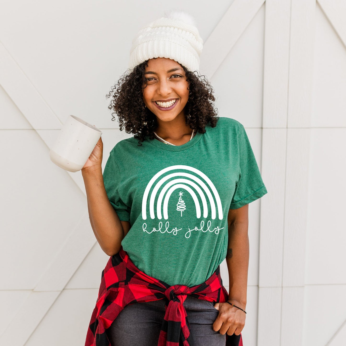 Holly Jolly Rainbow | Short Sleeve Crew Neck
