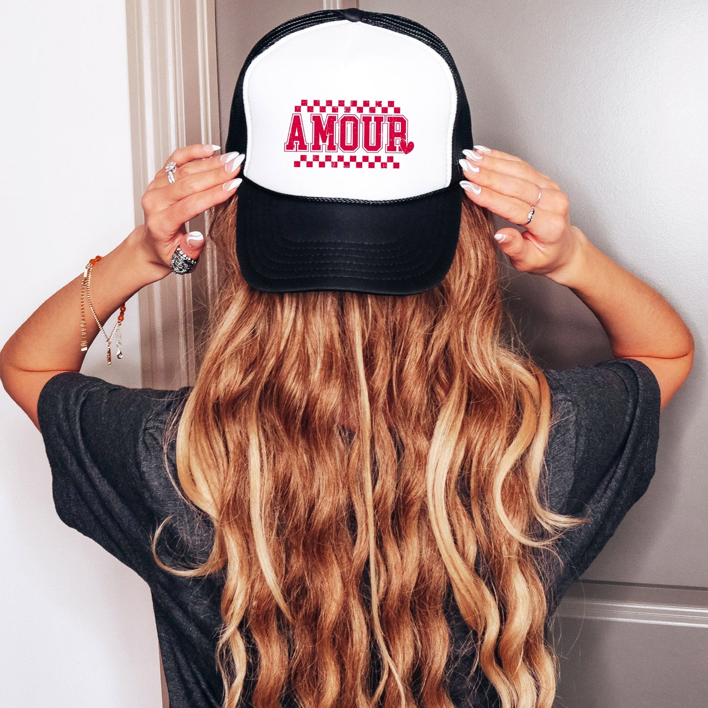 Amour Distressed Checkered | Foam Trucker Hat