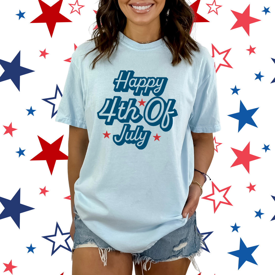 Happy 4th Of July Stars | Garment Dyed Short Sleeve Tee