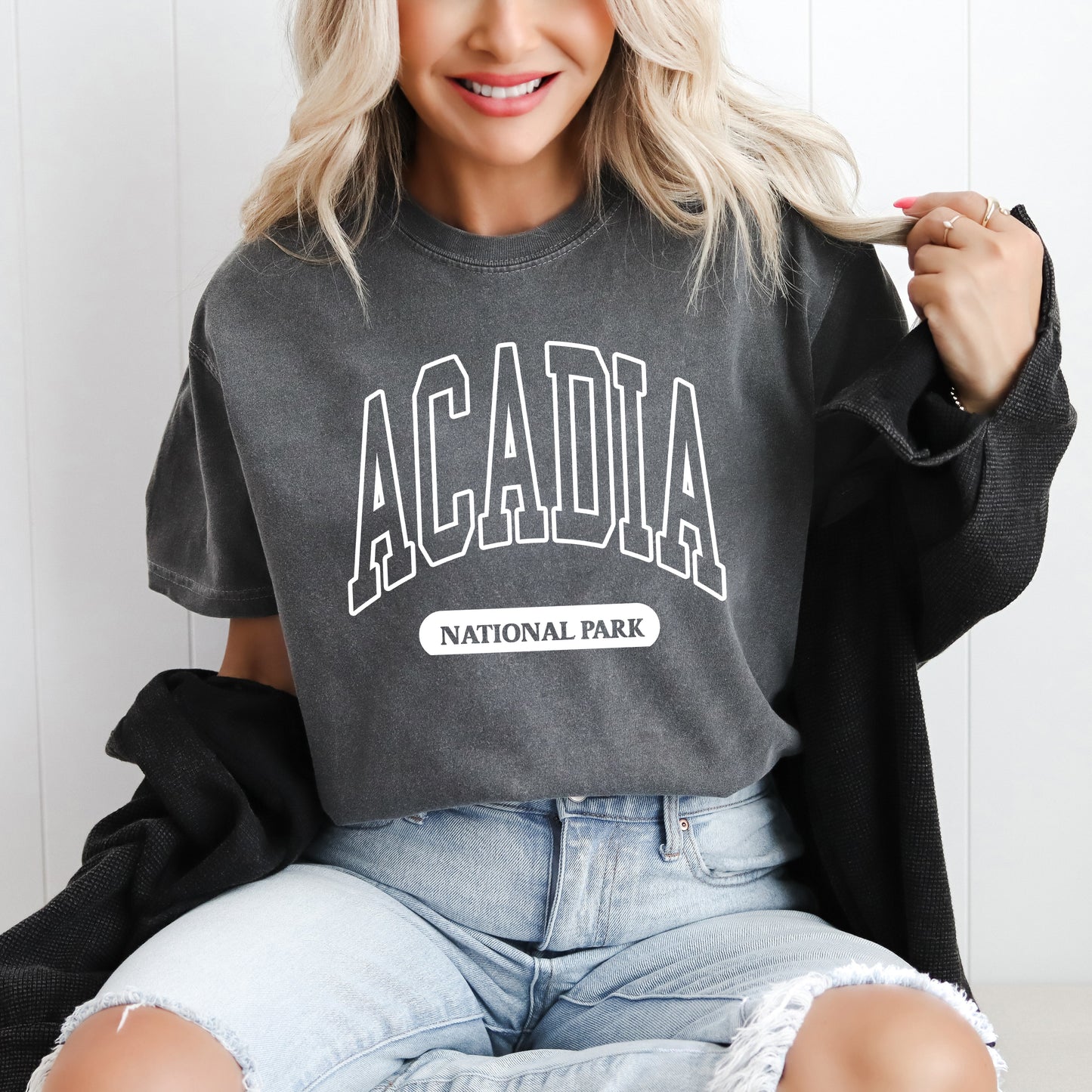 Acadia National Park Varsity | Garment Dyed Short Sleeve Tee
