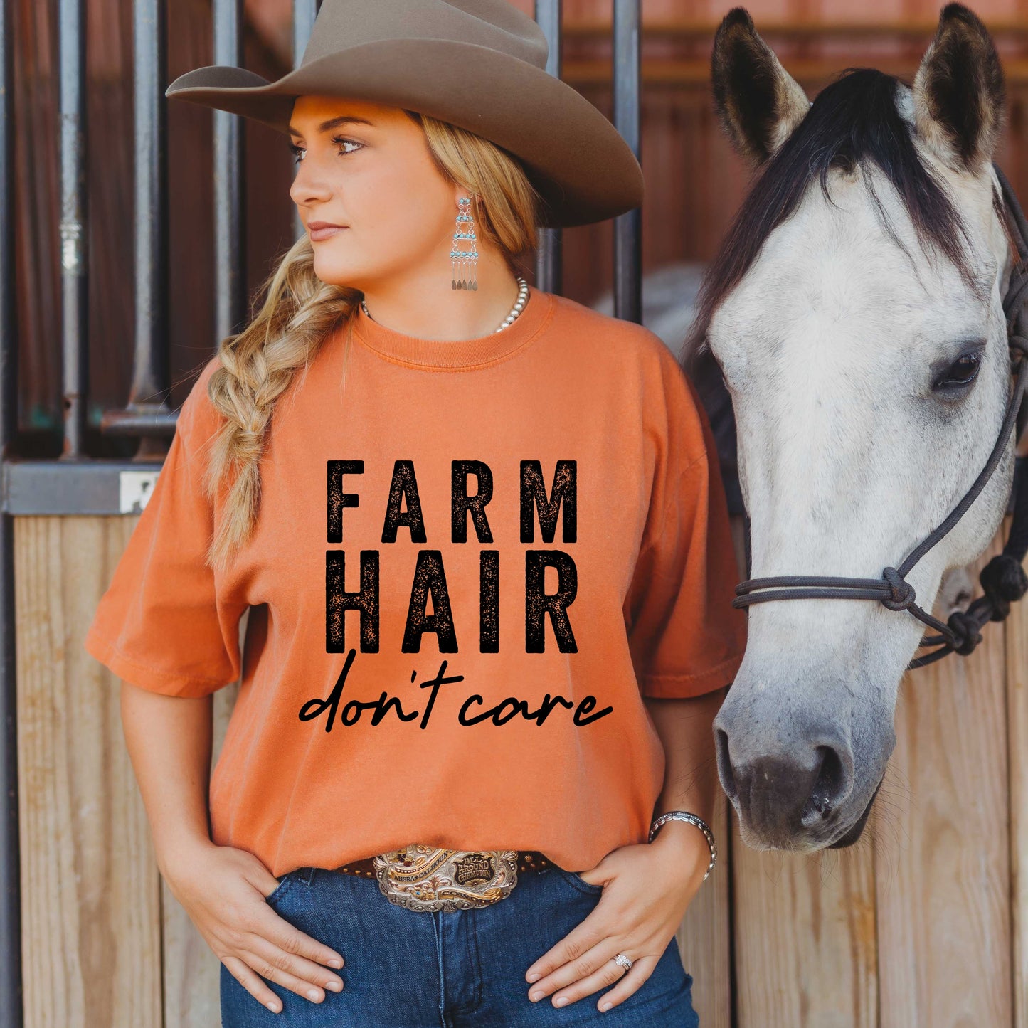 Farm Hair Don't Care | Garment Dyed Tee