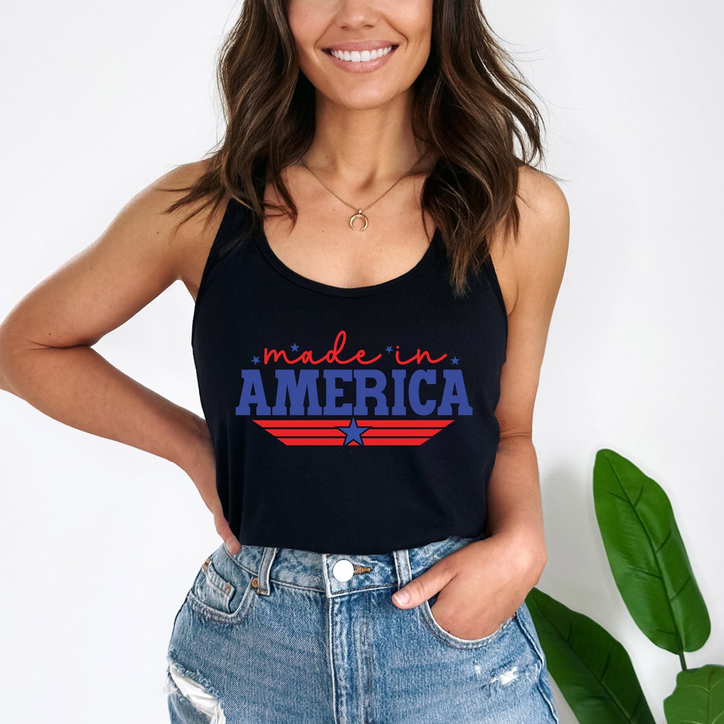 Made In America Stripes | Racerback Tank