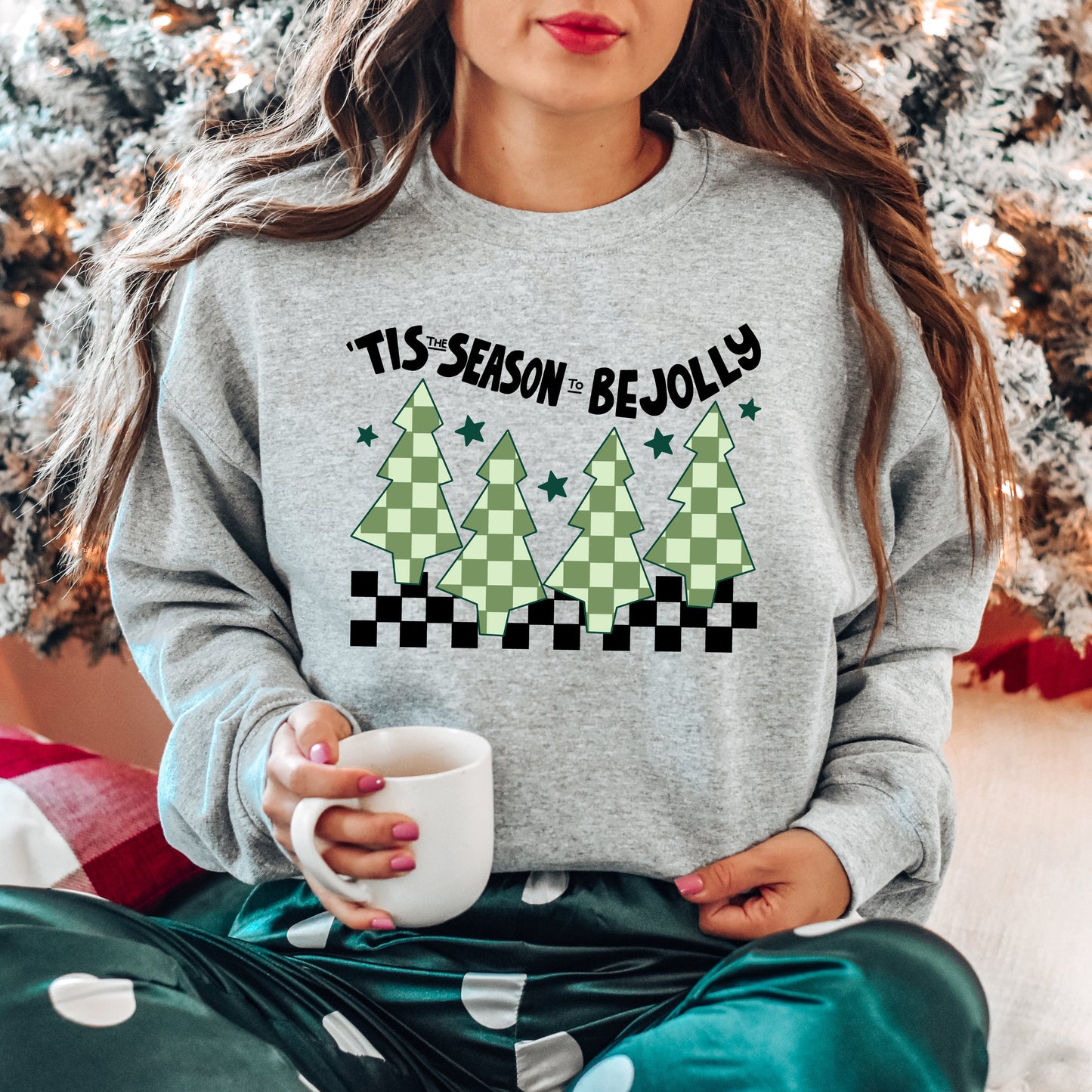 Be Jolly Checkered Tree| Sweatshirt