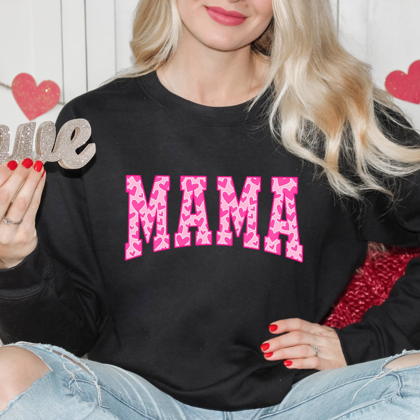 Mama Pink Hearts | Sweatshirt