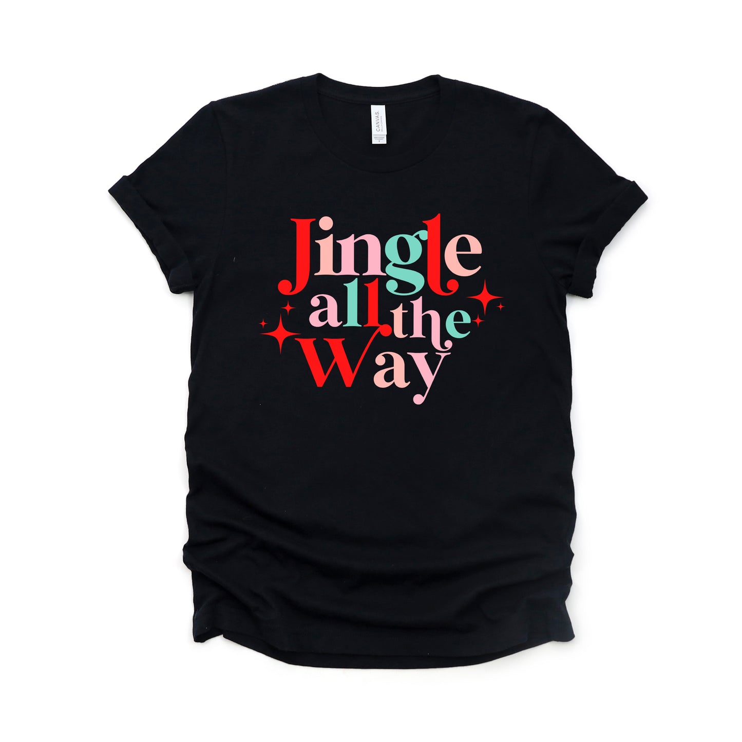 Jingle All The Way Colorful Stars | Short Sleeve Graphic Tee