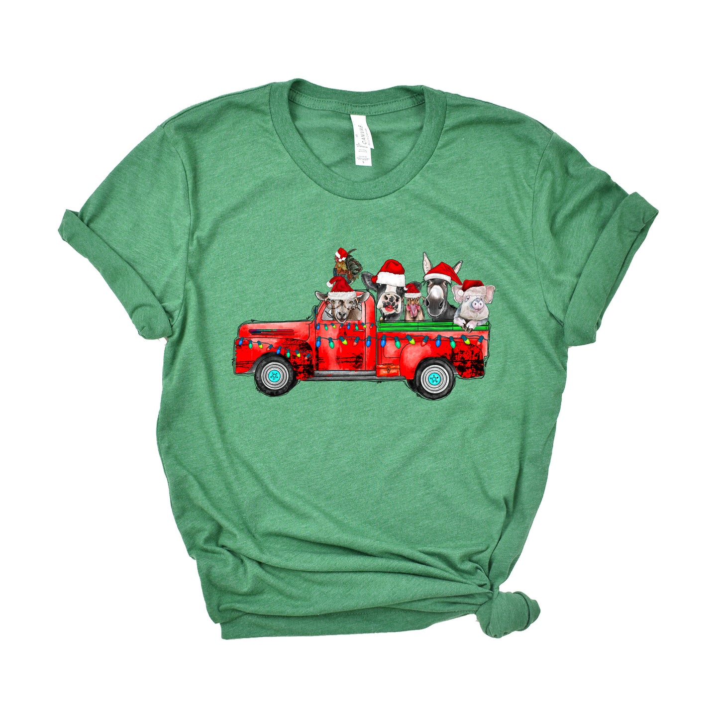 Farm Animals Christmas Truck | Short Sleeve Graphic Tee