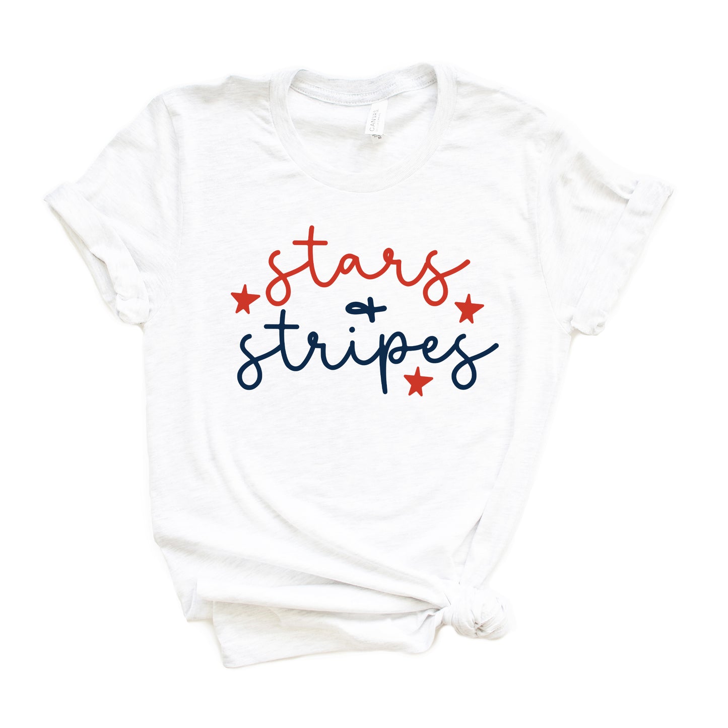 Patriotic Stars And Stripes Cursive | Short Sleeve Graphic Tee