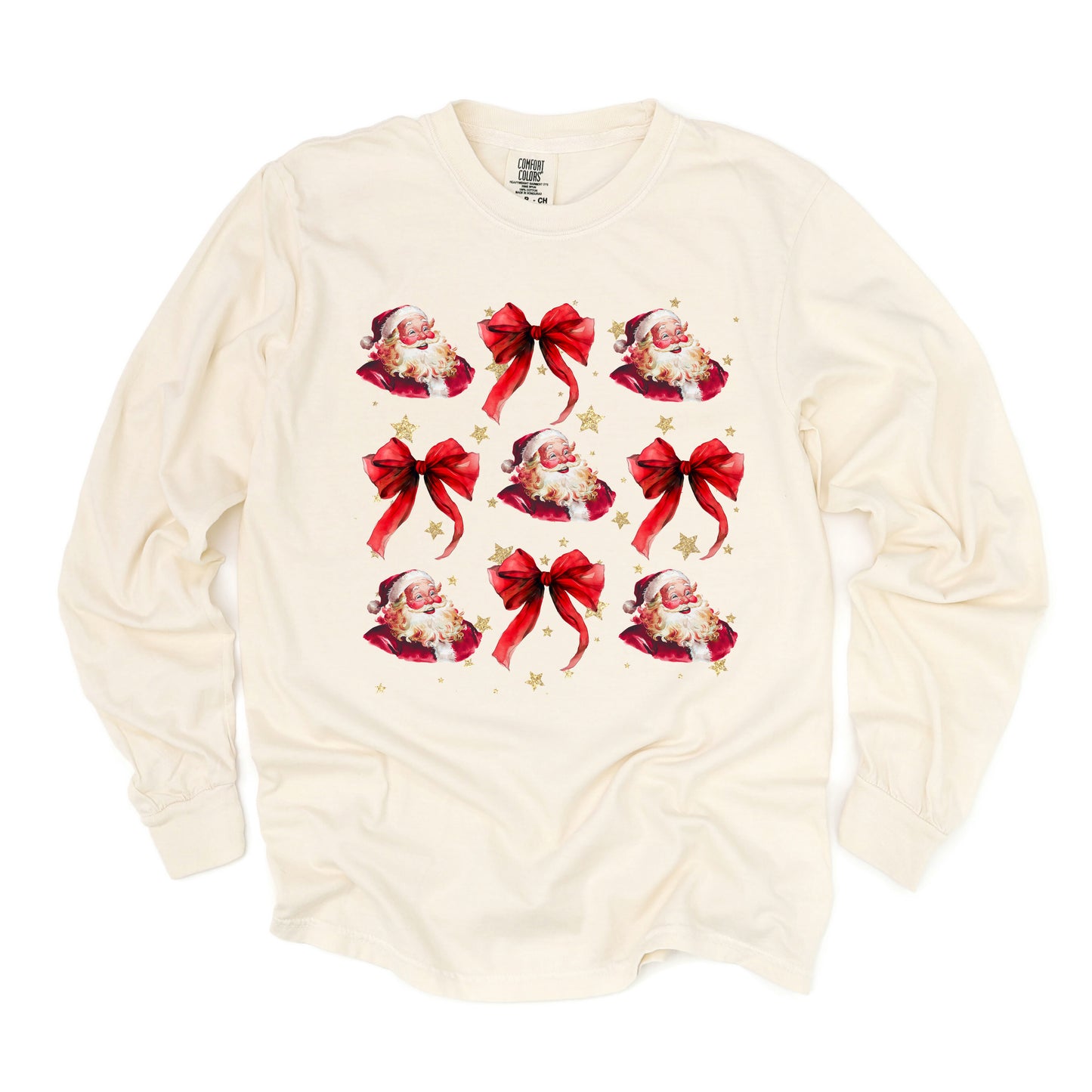 Coquette Santa And Bow Chart | Garment Dyed Long Sleeve