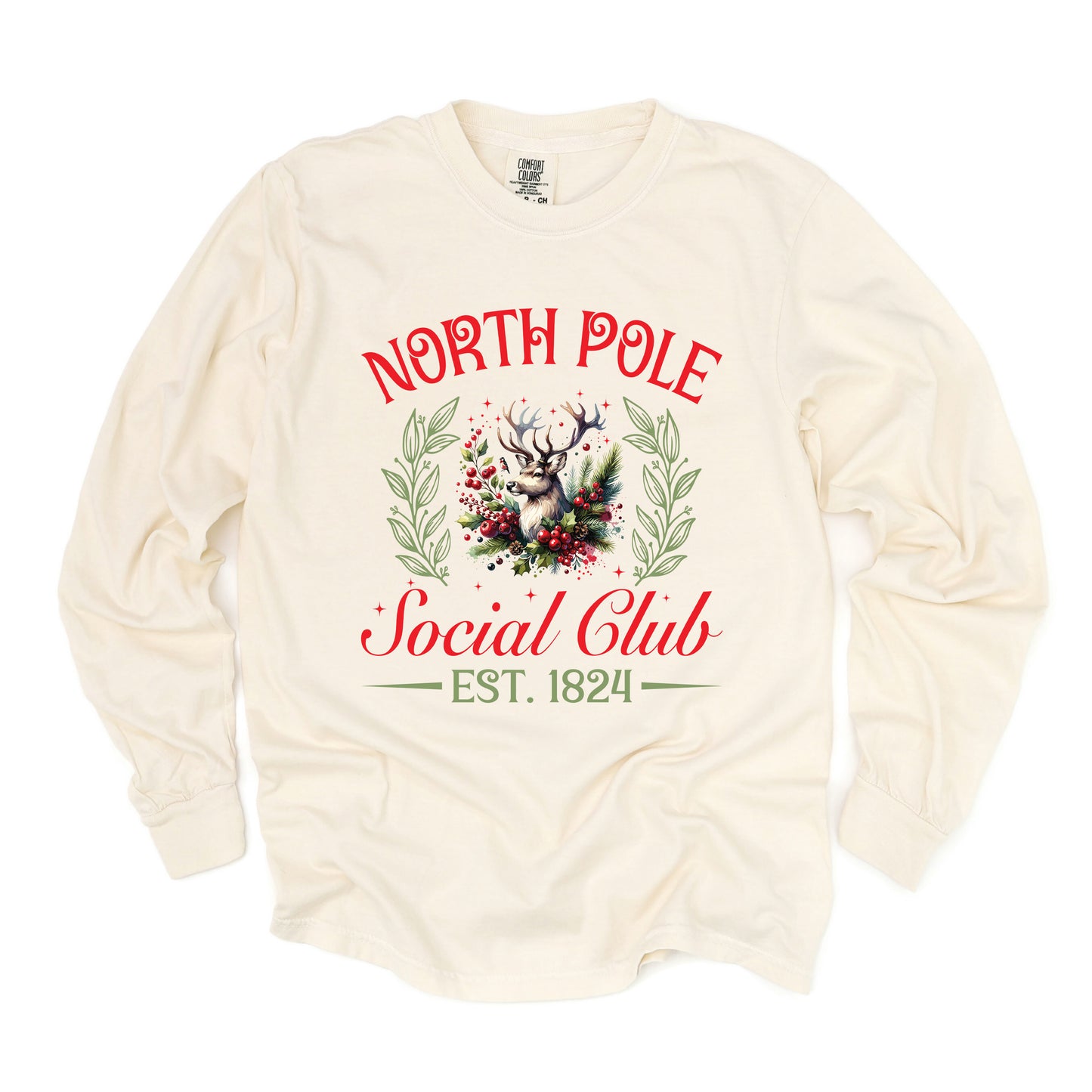 North Pole Social Club Reindeer | Garment Dyed Long Sleeve