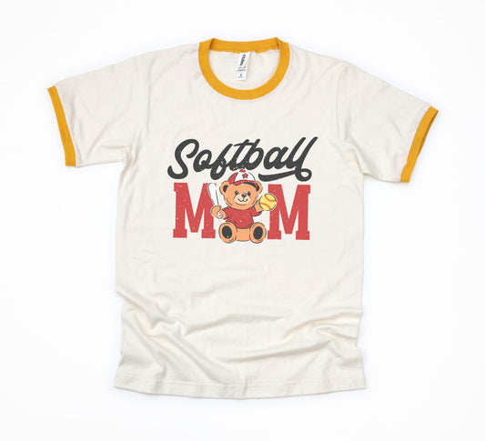 Softball Mom Teddy Bear | Ringer Tee