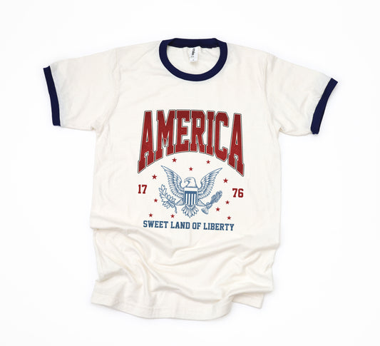 America Land Of Liberty Eagle | Ringer Tee