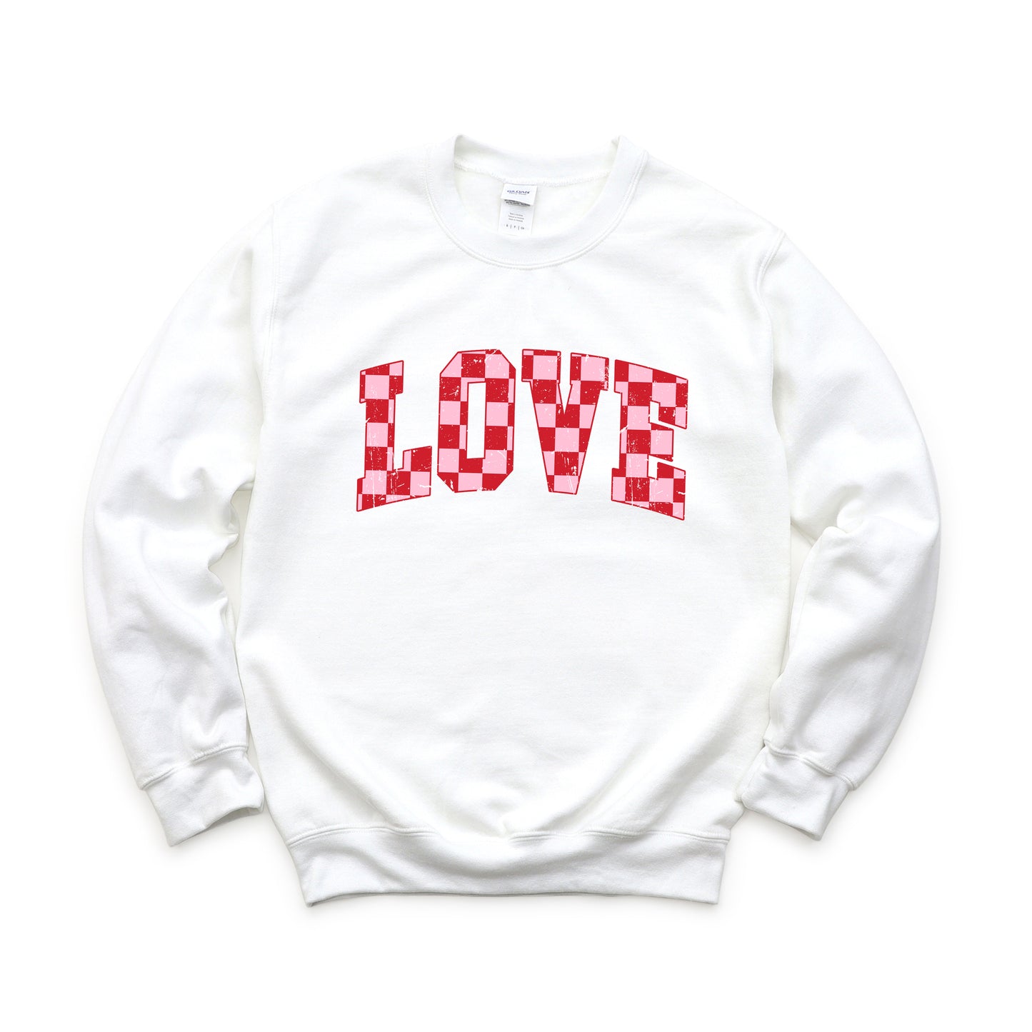 Distressed Love Checkered | Sweatshirt
