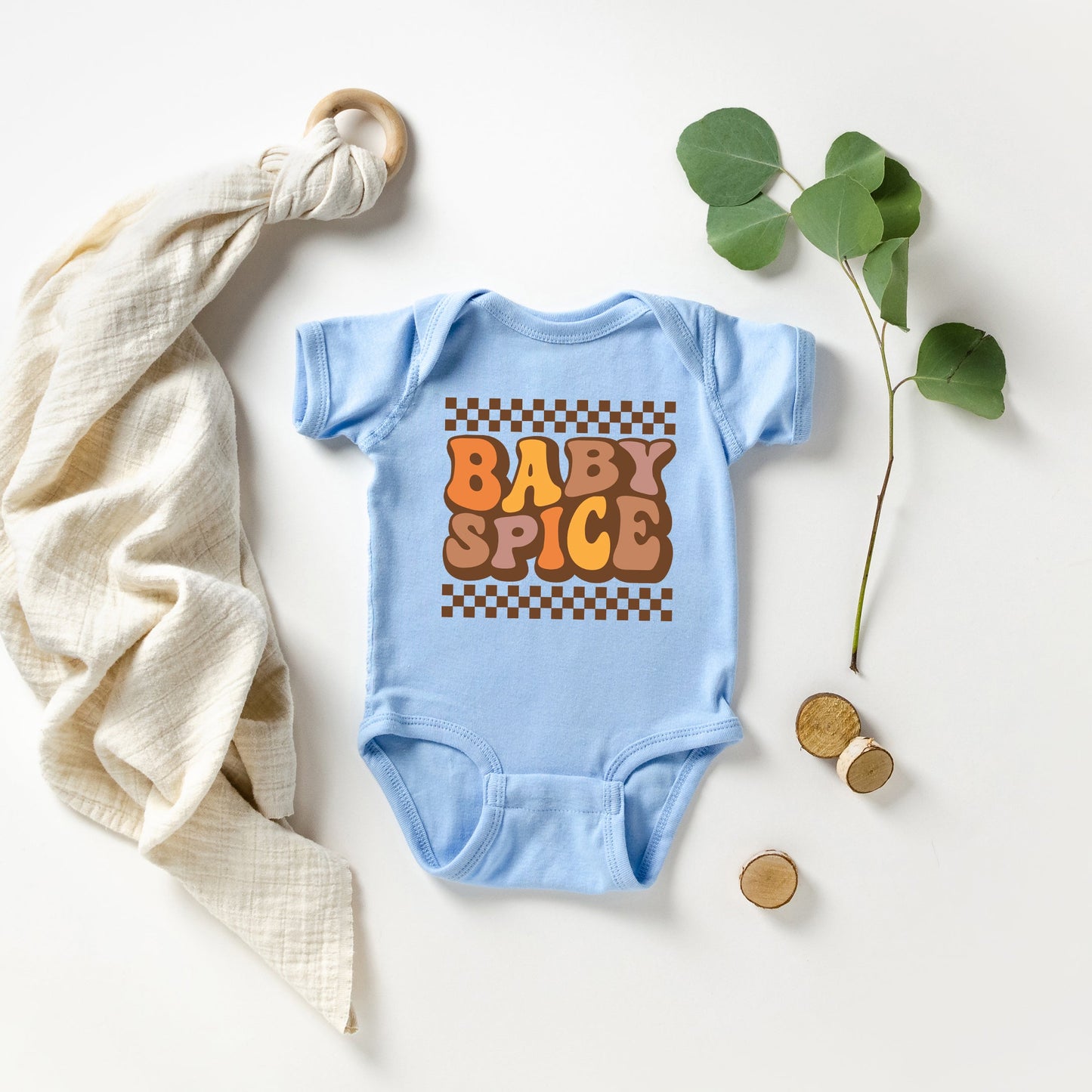 Baby Spice Checkered | Baby Graphic Short Sleeve Bodysuit