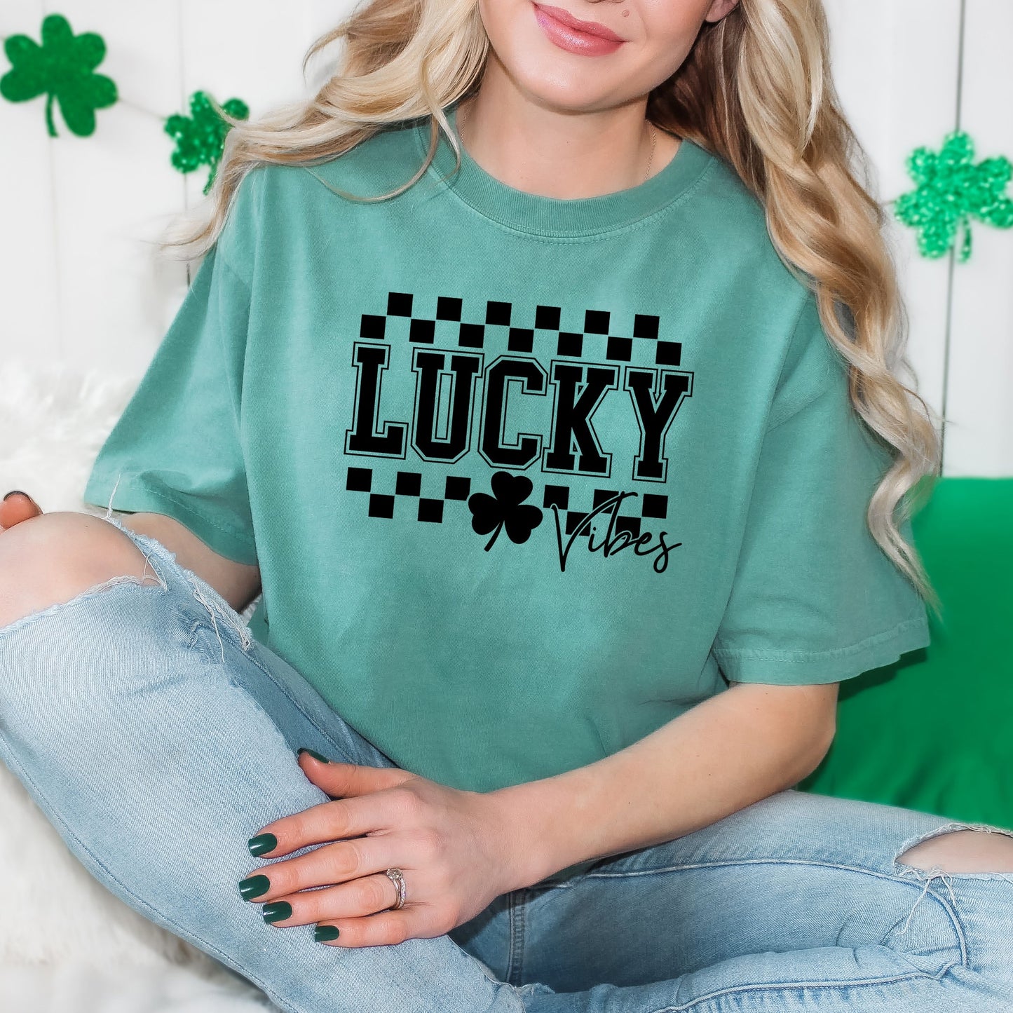 Lucky Vibes Checkered | Garment Dyed Tee