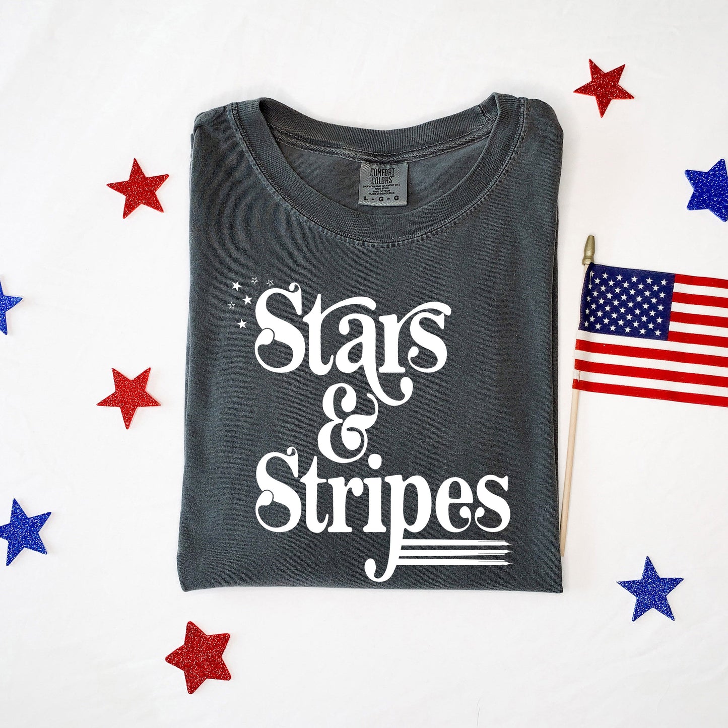 Stars And Stripes Retro | Garment Dyed Short Sleeve Tee