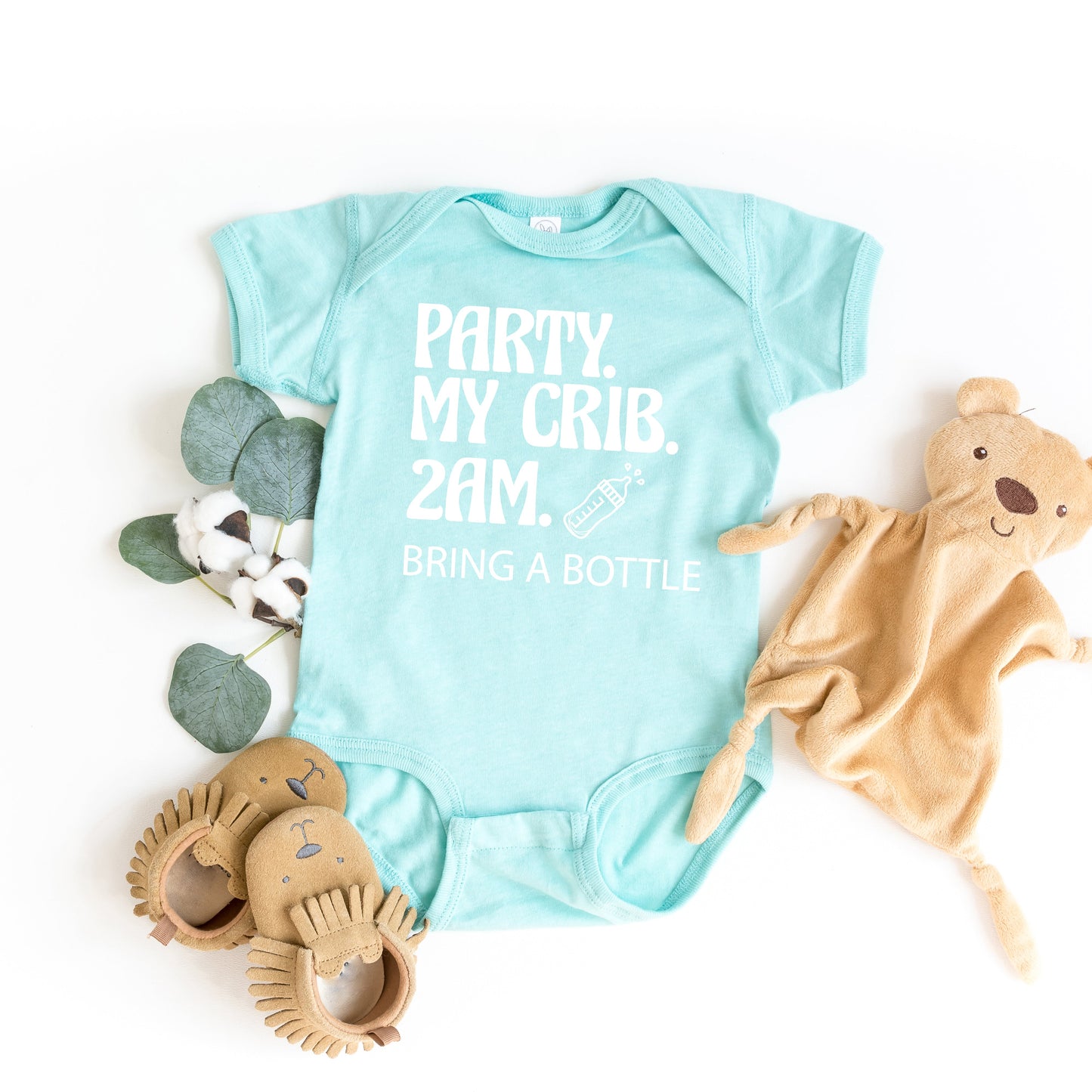 Party. My Crib. | Baby Graphic Short Sleeve Bodysuit