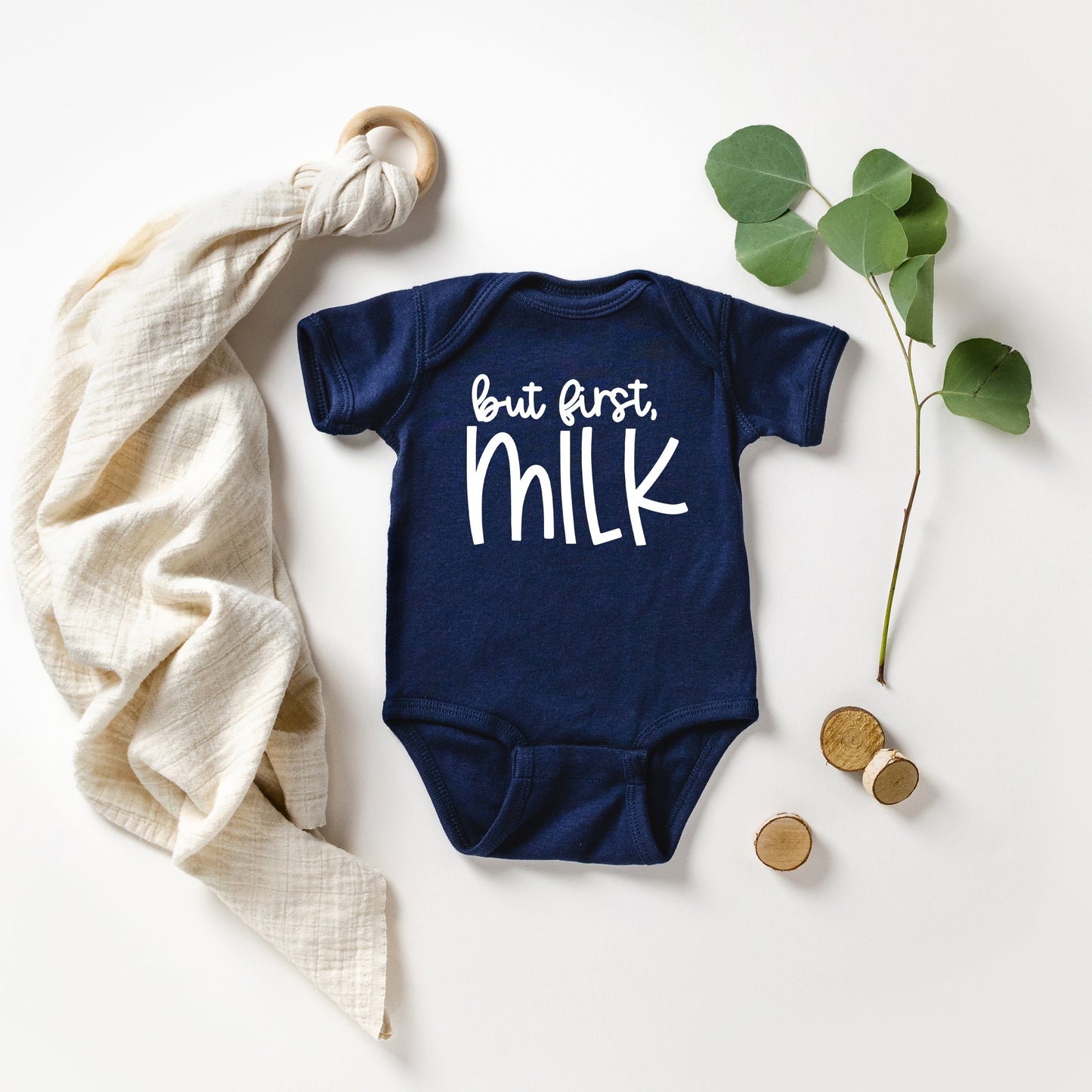 But First Milk | Baby Graphic Short Sleeve Bodysuit