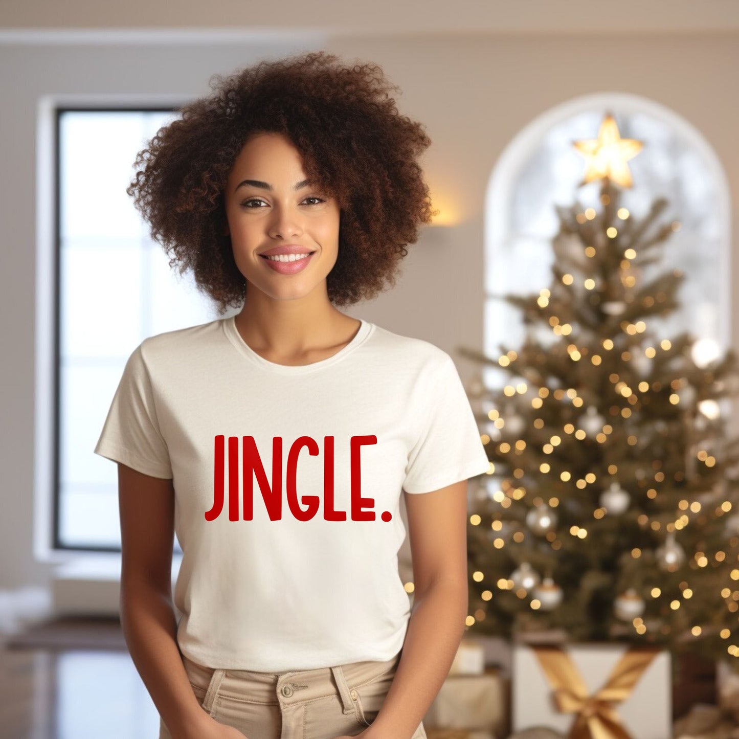 Jingle Bold Puff Print | Short Sleeve Crew Neck