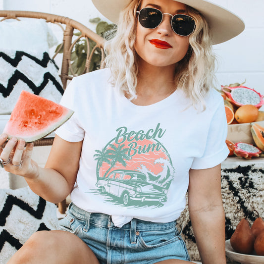 Beach Bum Vintage Car | Short Sleeve Graphic Tee