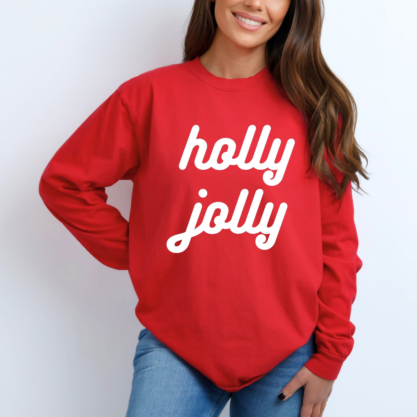 Holly Jolly Bold Cursive | Garment Dyed Long Sleeve