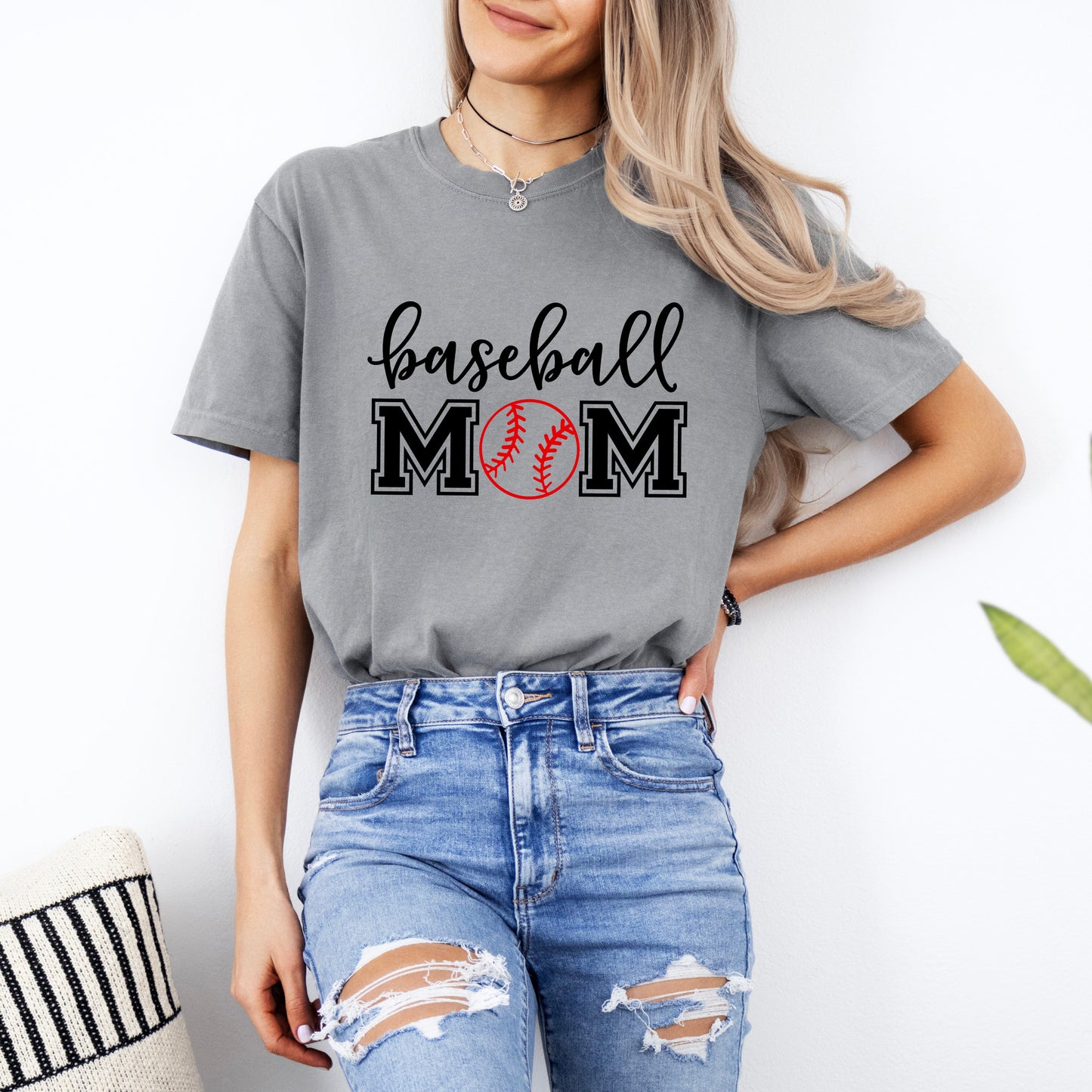 Baseball Mom With Ball | Garment Dyed Tee