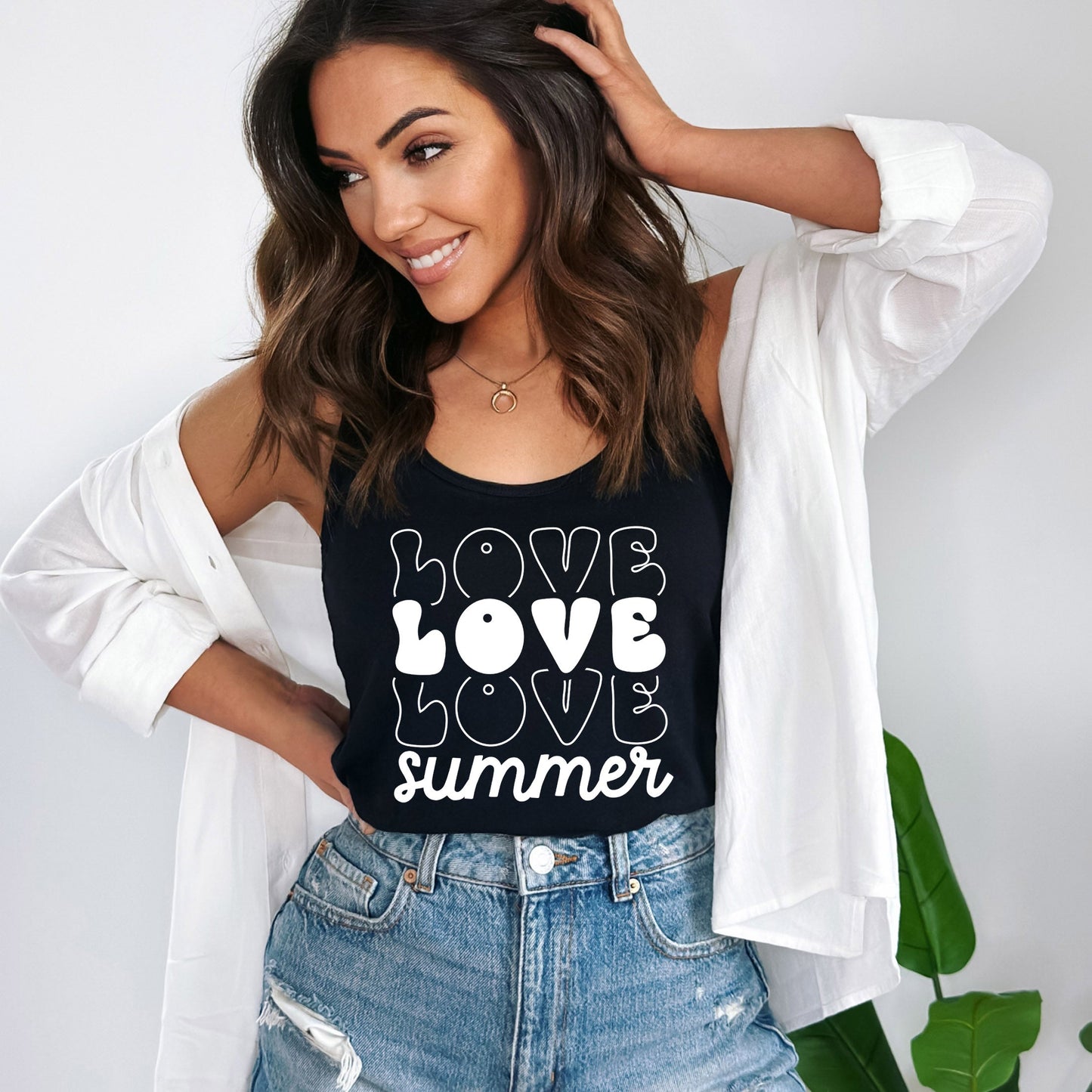 Love Summer Stacked | Racerback Tank