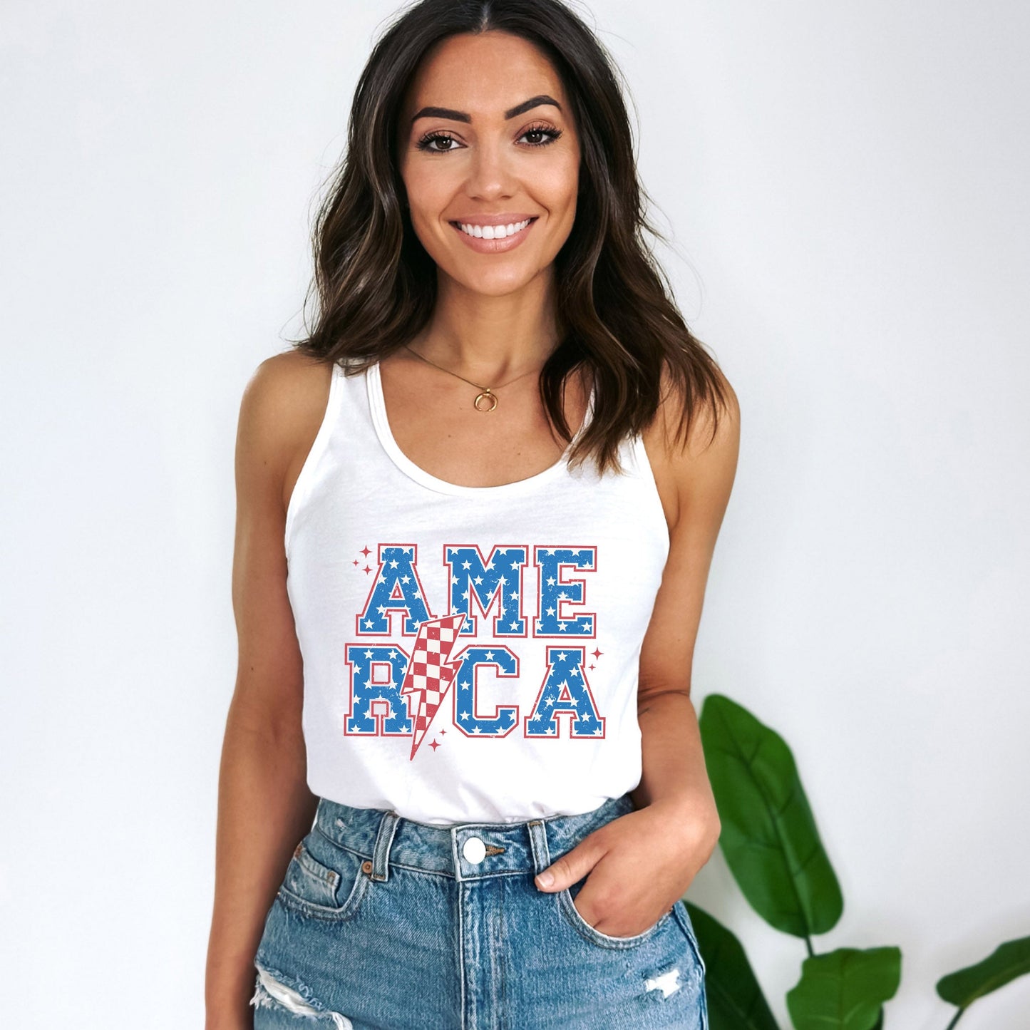 America Varsity Lightning Bolt | Racerback Tank