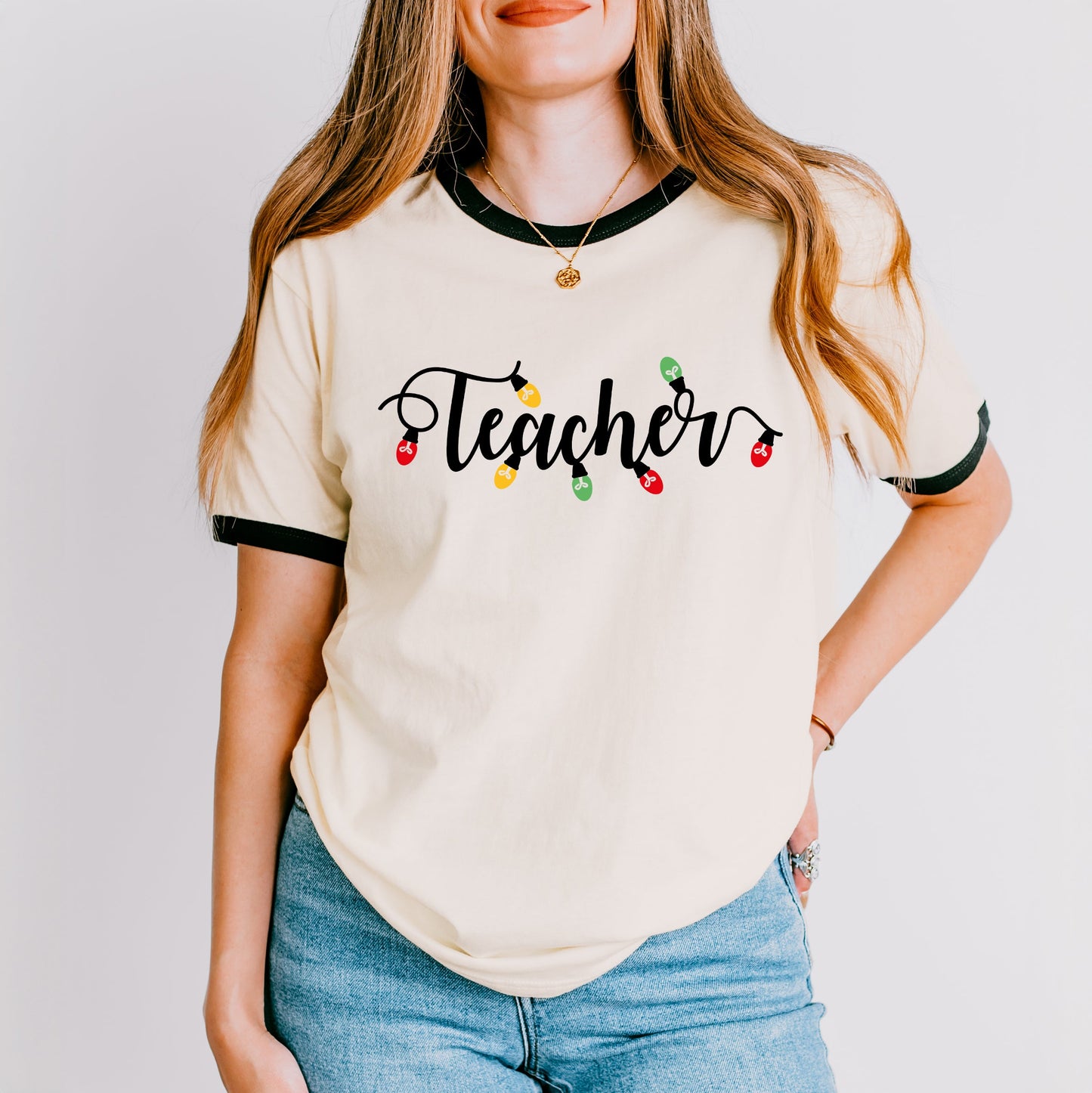 Teacher Christmas Lights | Ringer Tee
