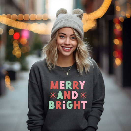 Retro Merry And Bright Stars | Sweatshirt