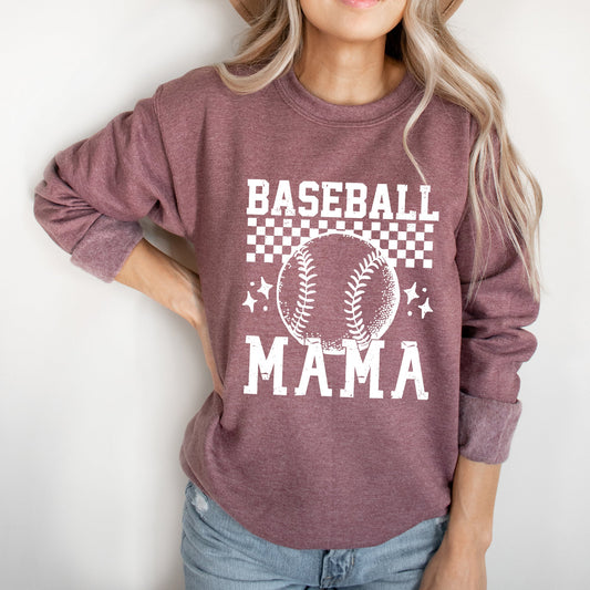 Checkered Baseball Mama | Sweatshirt