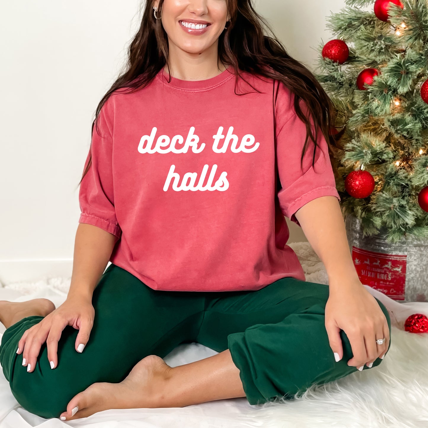 Deck The Halls Bold Cursive | Garment Dyed Tee