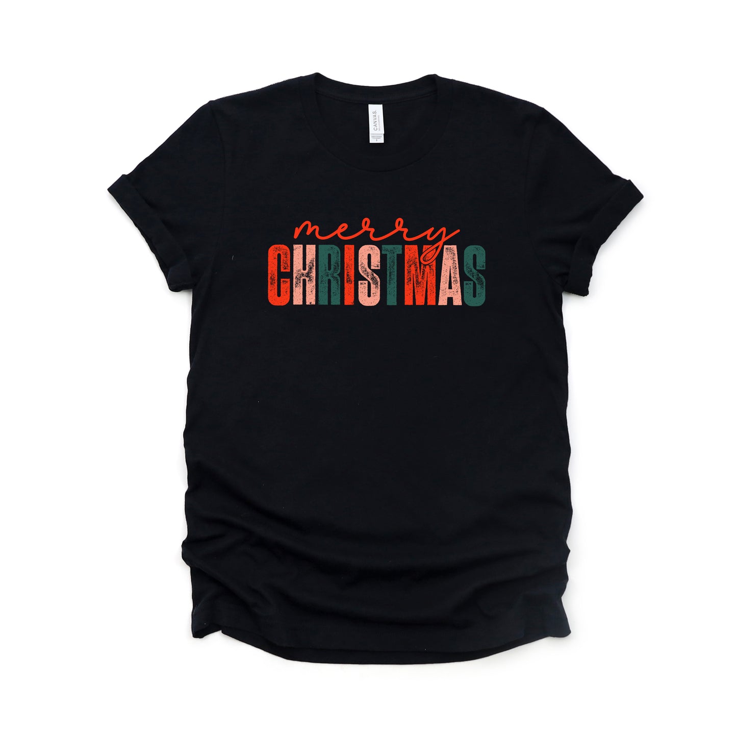 Distressed Merry Christmas | Short Sleeve Crew Neck