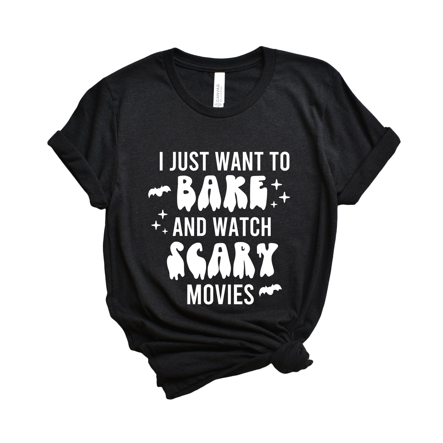 Bake And Watch Scary Movies | Short Sleeve Crew Neck