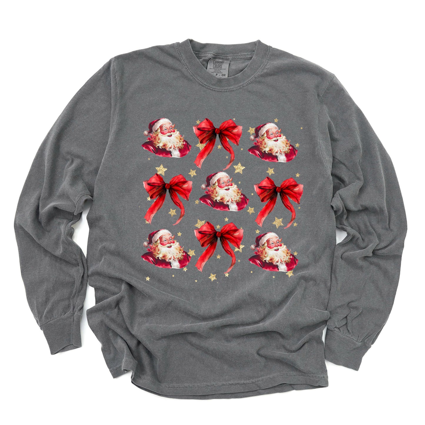 Coquette Santa And Bow Chart | Garment Dyed Long Sleeve