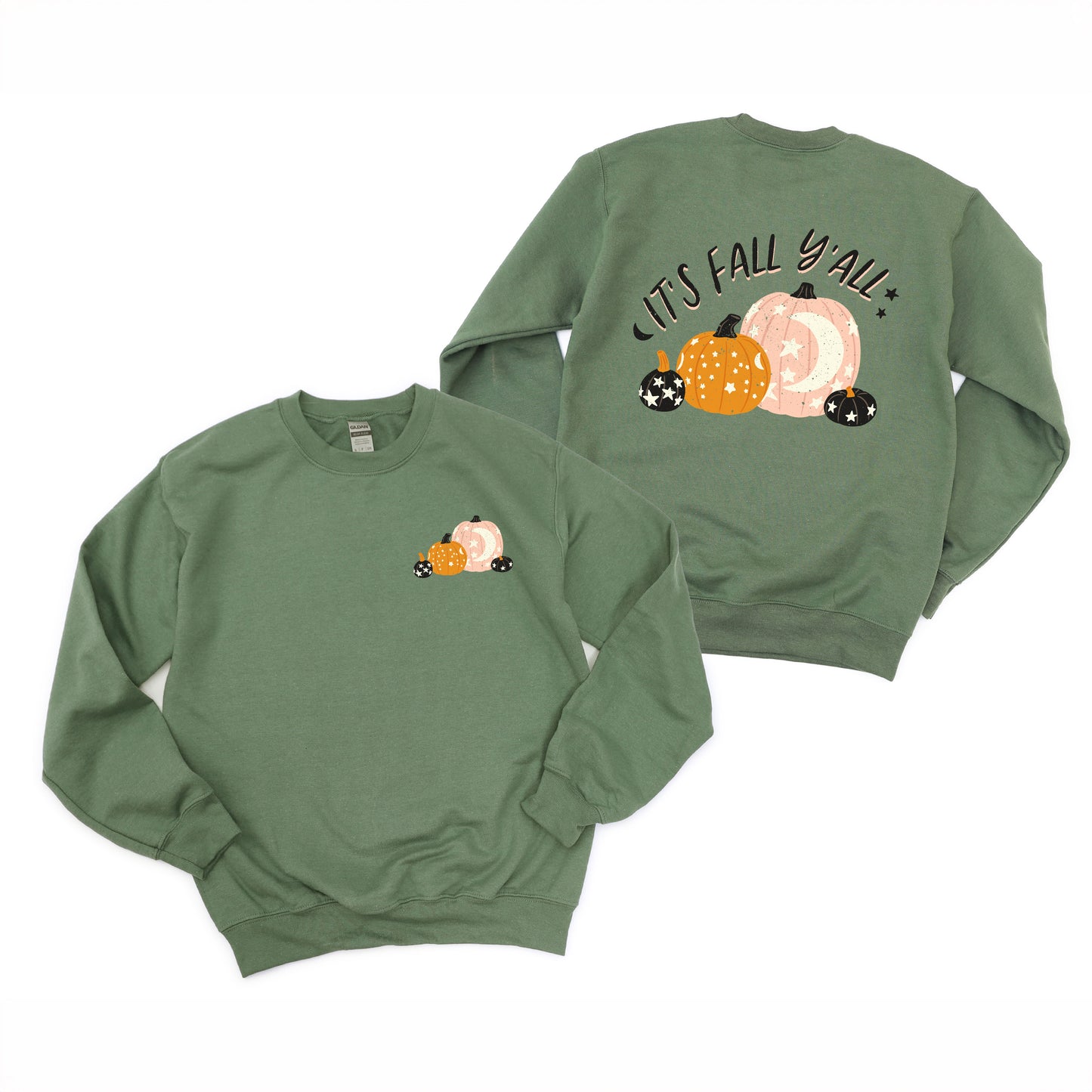 Boho It's Fall Y'all Pumpkins | Sweatshirt | Front and Back Design