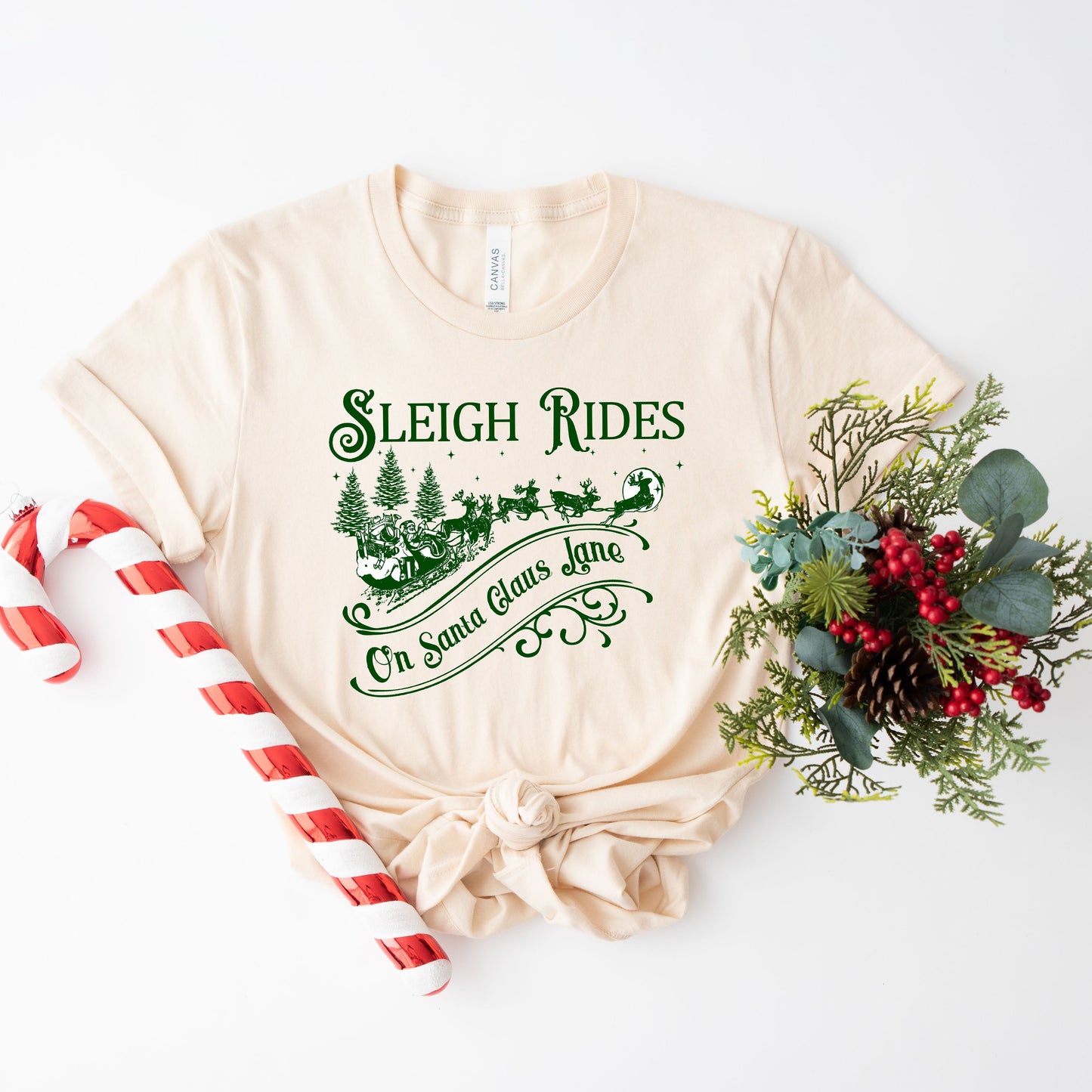 Sleigh Rides On Santa Claus Lane | Short Sleeve Crew Neck