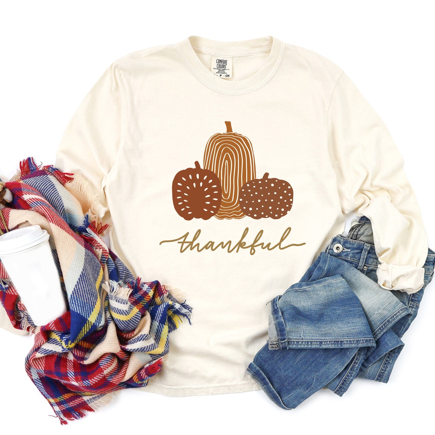 Boho Thankful Pumpkins | Garment Dyed Long Sleeve