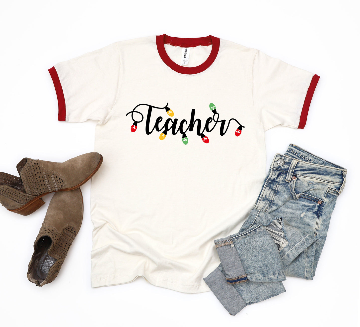 Teacher Christmas Lights | Ringer Tee