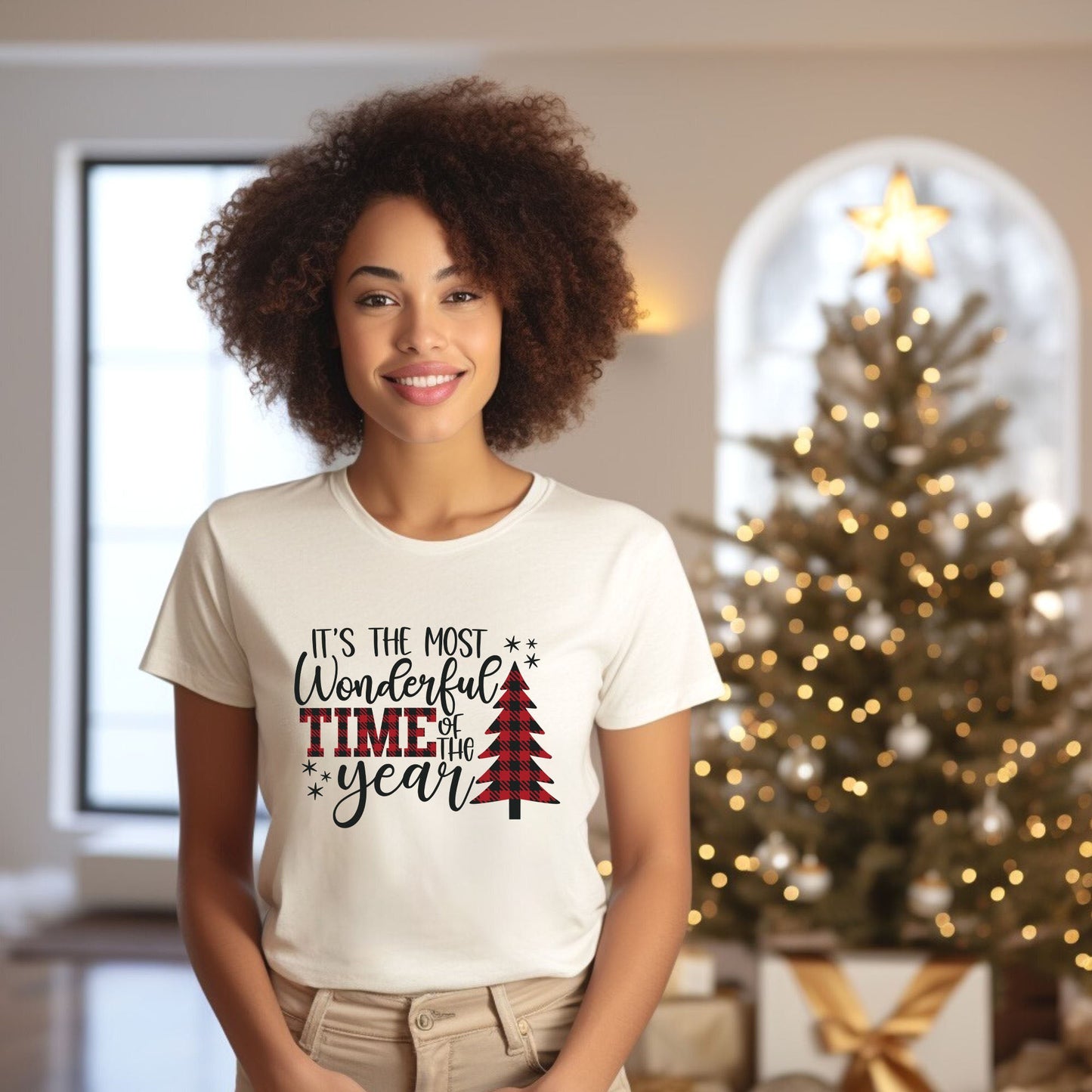 It's The Most Wonderful Time Of The Year Plaid | Short Sleeve Crew Neck