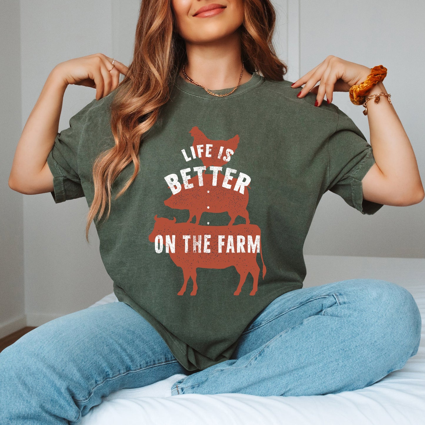 Life Is Better On The Farm Colorful | Garment Dyed Tee