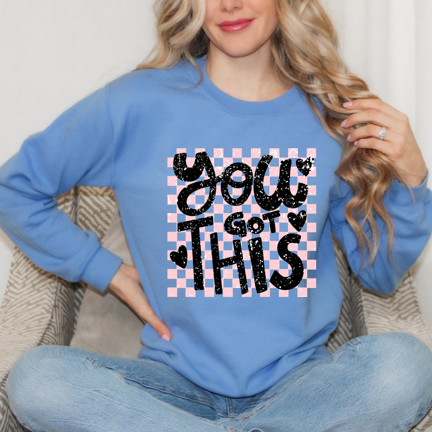 You Got This Distressed Checkered | Sweatshirt