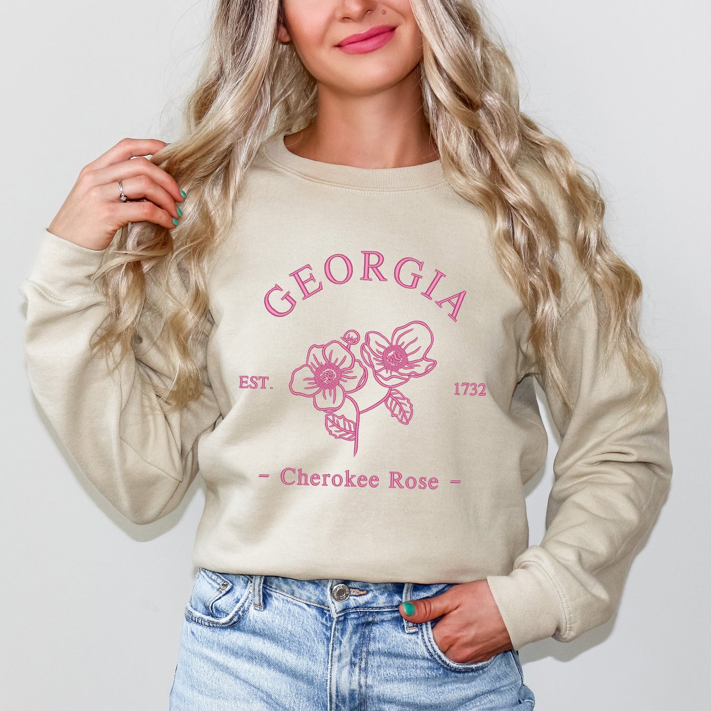 Embroidered Georgia Cherokee Rose | Sweatshirt