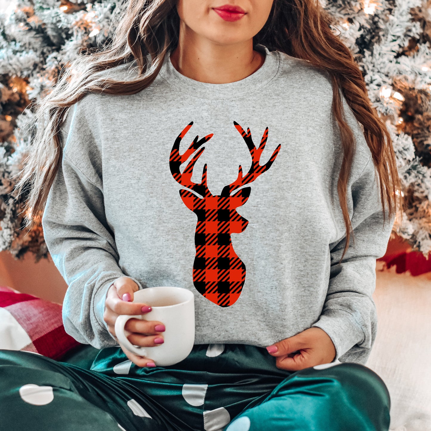 Buffalo Plaid Reindeer | Sweatshirt