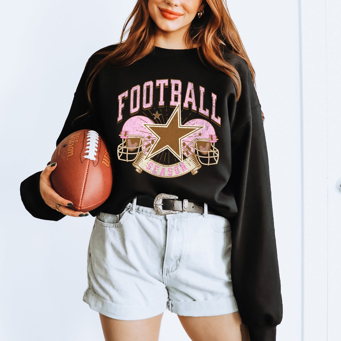 Football Season Pink Helmet | Sweatshirt