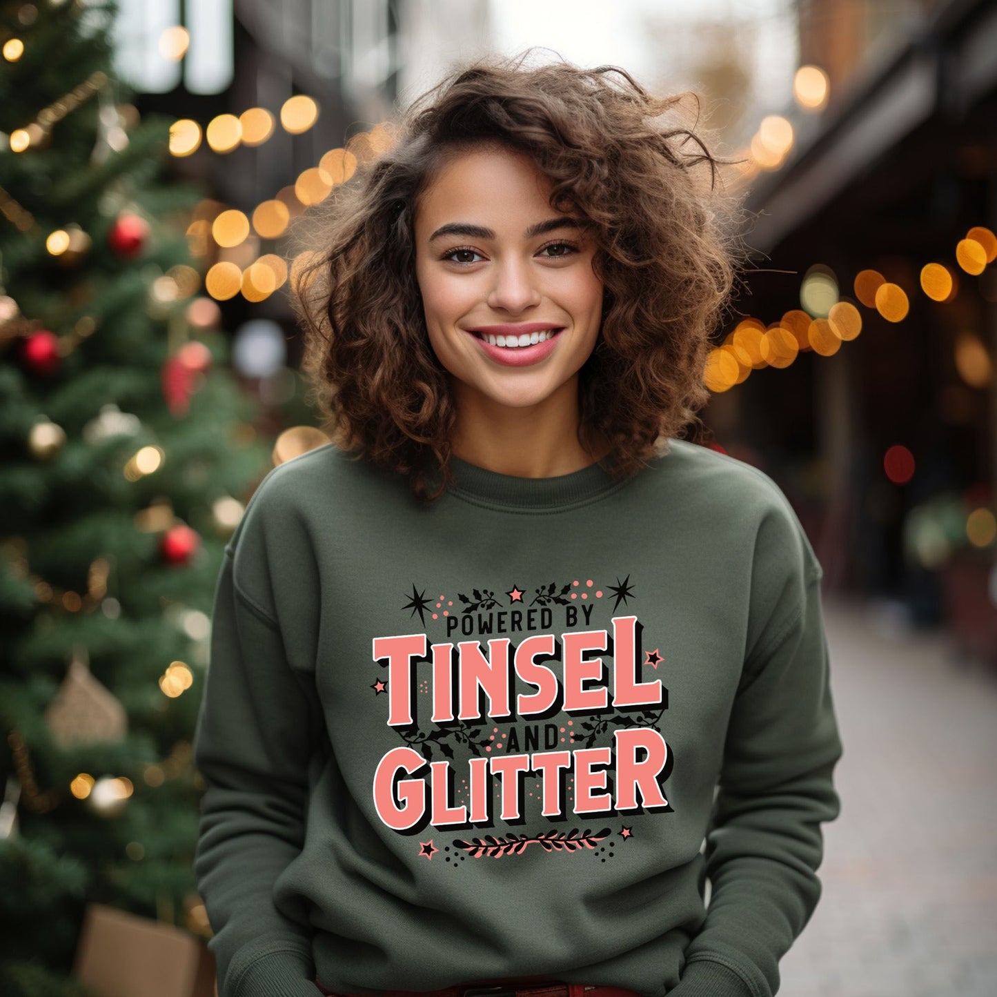 Powered By Tinsel And Glitter | Sweatshirt